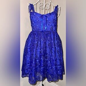 🎄 Anthropologie Blue Lace Mini Dress